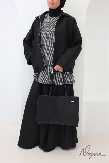 Women's Oversized Jacket in Black Suit-Style Fabric
