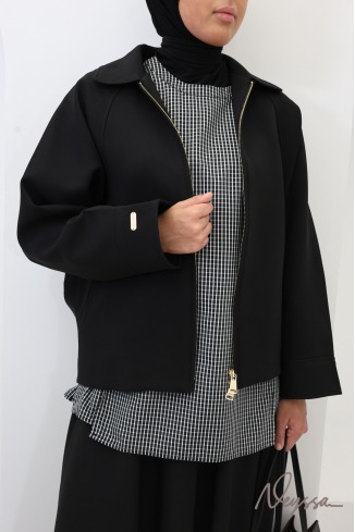 Women's Oversized Jacket in Black Suit-Style Fabric 2