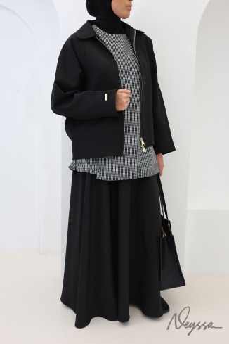 Women's Oversized Jacket in Black Suit-Style Fabric 2
