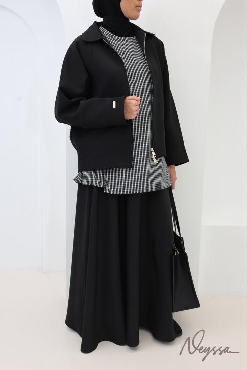 Women's Oversized Jacket in Black Suit-Style Fabric