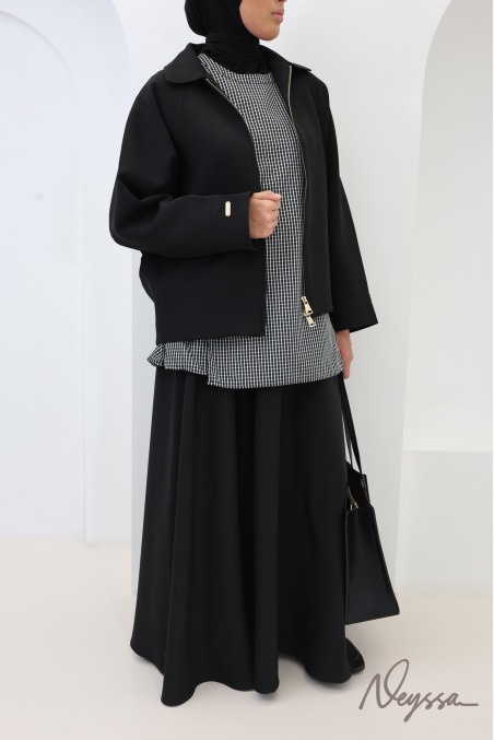 Women's Oversized Jacket in Black Suit-Style Fabric