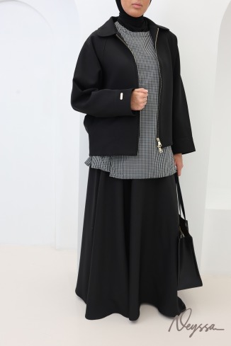 Veste oversize femme effet tissu tailleur noir