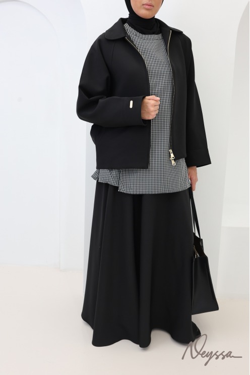 Women's Oversized Jacket in Black Suit-Style Fabric