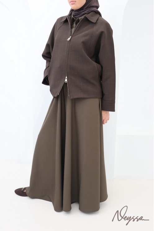 Oversized jacket in chocolate-colored suit-style fabric