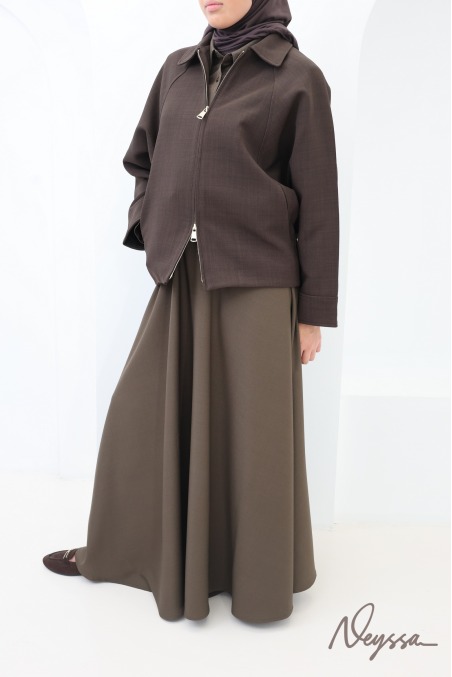 Oversized jacket in chocolate-colored suit-style fabric