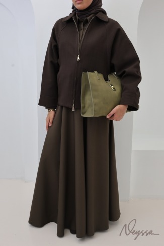 Oversized jacket in chocolate-colored suit-style fabric 2