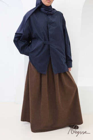 Long, flared denim skirt without slits, 100% cotton