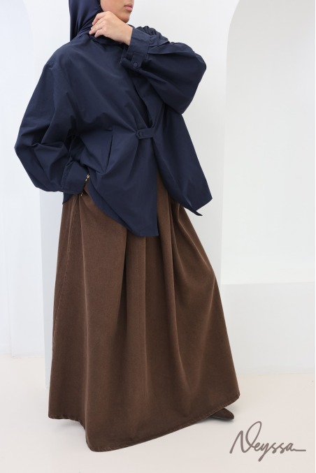 Long, flared denim skirt without slits, 100% cotton
