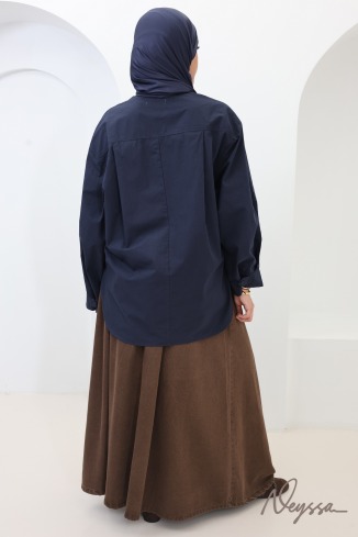 Long, flared denim skirt without slits, 100% cotton 2