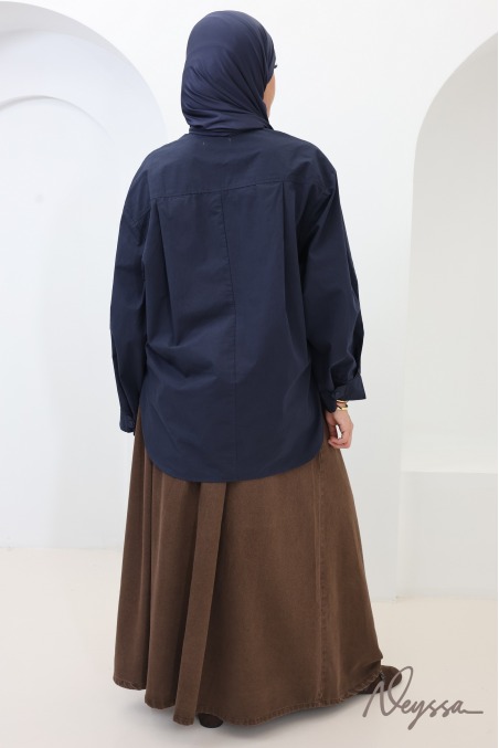 Jupe en jean longue sans fentes coupe évasée 100% coton