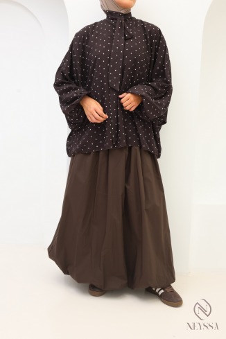 Loose-fitting butterfly-cut blouse with polka-dot print in chiffon 2