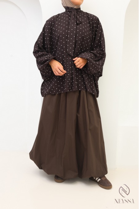 Blouse coupe papillon ample avec motifs à pois en mousseline