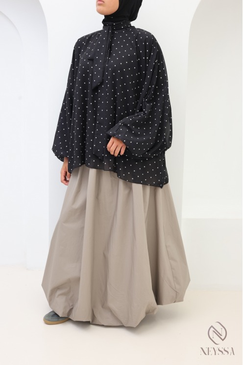 Blouse coupe papillon ample avec motifs à pois en mousseline