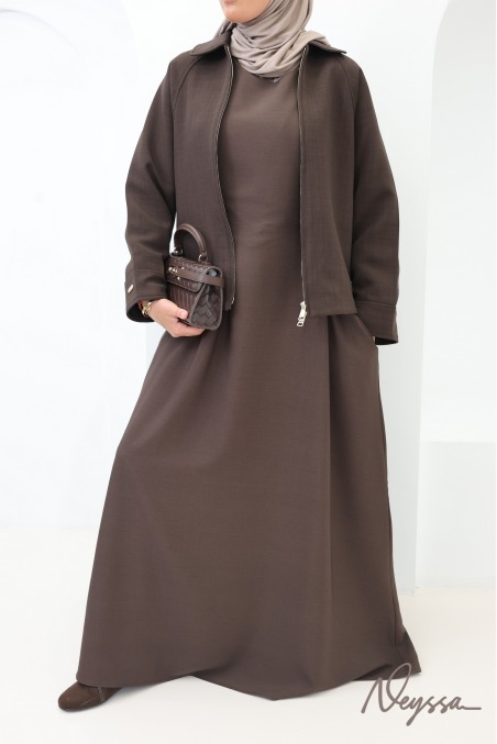 Oversized jacket in chocolate-colored suit-style fabric