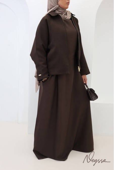 Oversized jacket in chocolate-colored suit-style fabric