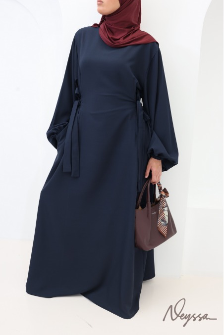Women's Loose-Fitting Abaya with Balloon Sleeves in Flowing Fabric