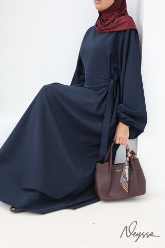 Abaya ample femme manches ballon tissu fluide 2