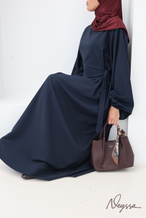Abaya ample femme manches ballon tissu fluide