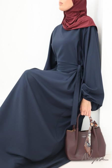 Abaya ample femme manches ballon tissu fluide