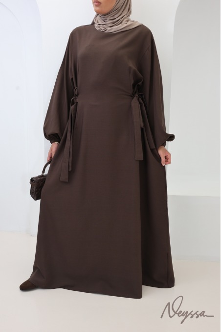 Abaya longue fluide et ample manches élastiquées
