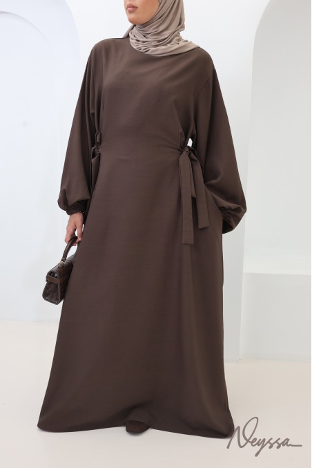 Abaya longue fluide et ample manches élastiquées