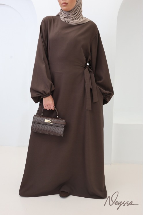 Abaya longue fluide et ample manches élastiquées