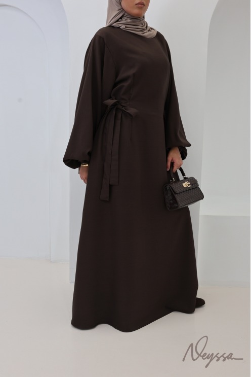 Abaya longue fluide et ample manches élastiquées