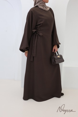 Abaya longue fluide et ample manches élastiquées