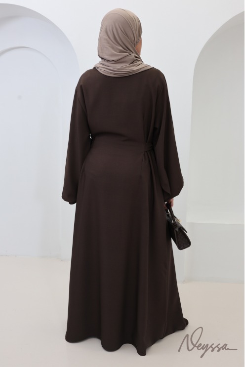 Abaya longue fluide et ample manches élastiquées