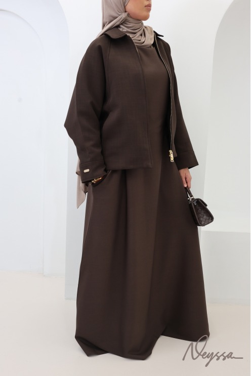 Abaya longue fluide et ample manches élastiquées