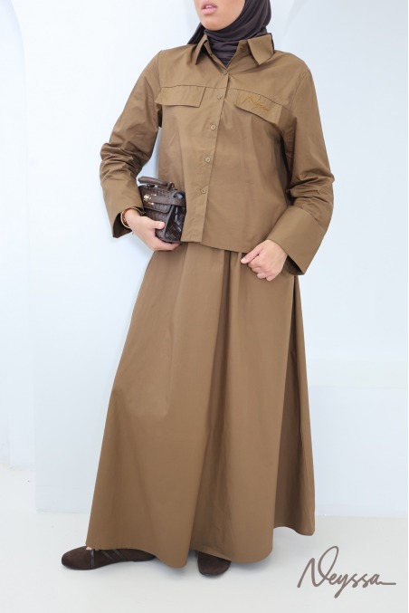 Ensemble femme jupe longue et chemise en coton Neyssa