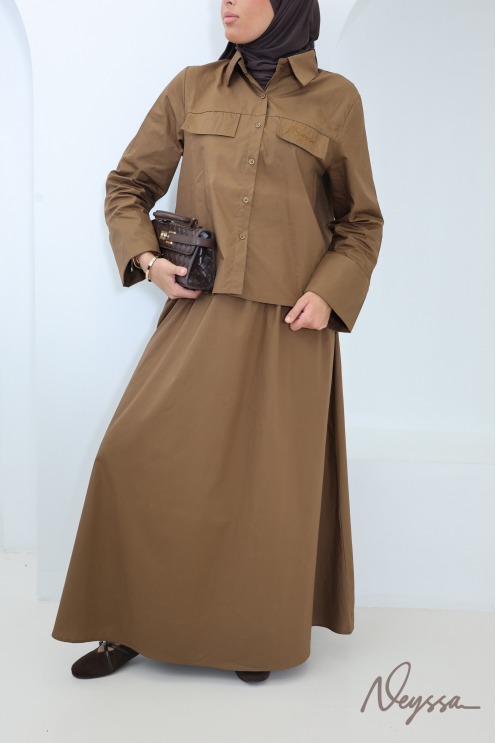 Ensemble femme jupe longue et chemise en coton Neyssa