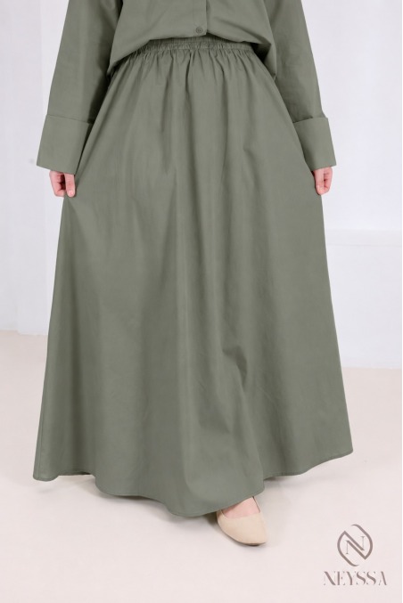 Chic Women's Cotton Set: Long Skirt & Blouse