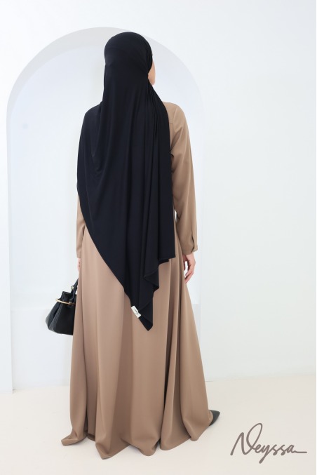 Langer, leichter und blickdichter schwarzer Bambus-Hijab von Neyssa