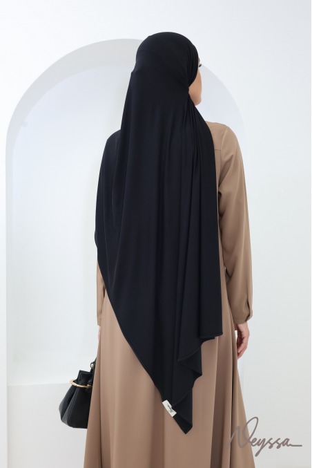 Hijab bamboo noir long, léger & opaque by Neyssa