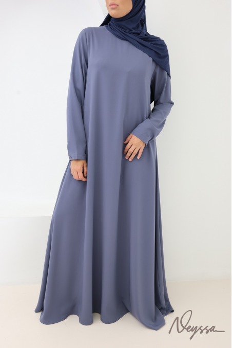 Abaya longue coupe évasée soie de Médine avec poches
