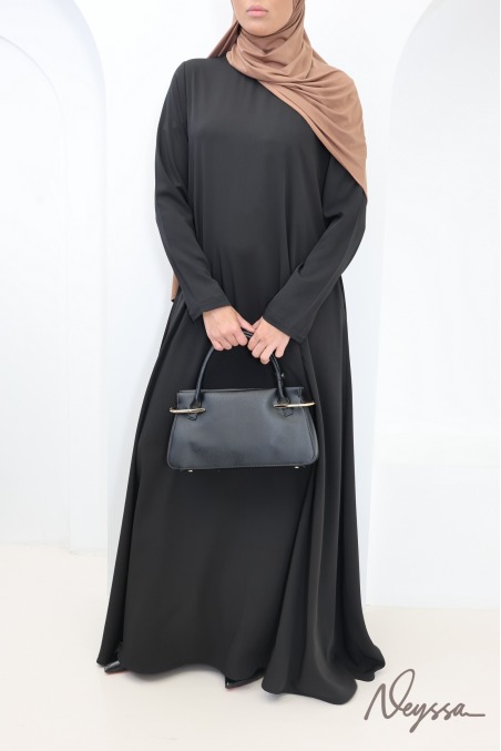 Abaya longue coupe évasée soie de Médine avec poches