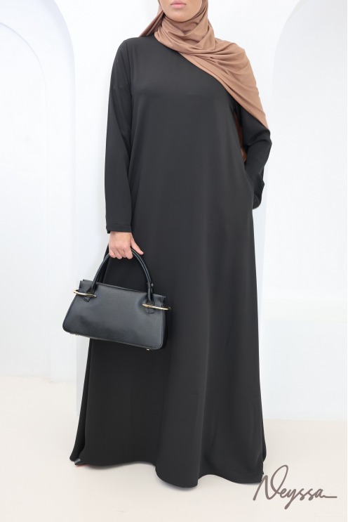 Abaya longue coupe évasée soie de Médine avec poches