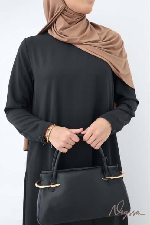 Abaya longue coupe évasée soie de Médine avec poches
