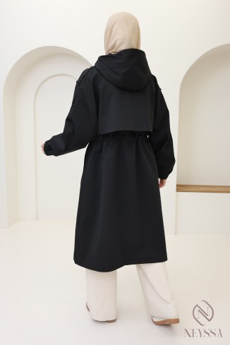 Veste longue style parka, coupe moderne chic pour femme hijabi 2