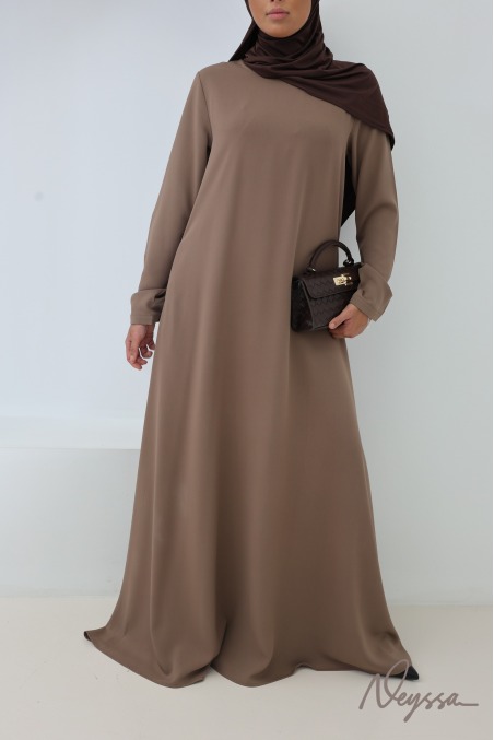 Abaya longue coupe évasée soie de Médine avec poches