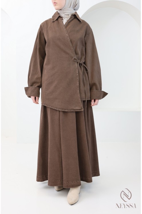 Ensemble 2 pièces 100% coton kimono et jupe, tenue modeste hijabi