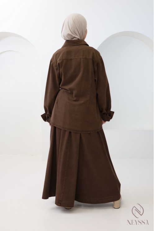 Ensemble 2 pièces 100% coton kimono et jupe, tenue modeste hijabi
