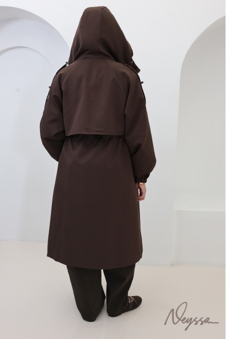 Long Brown Parka for Fall, Must-Have Water-Repellent Fabric