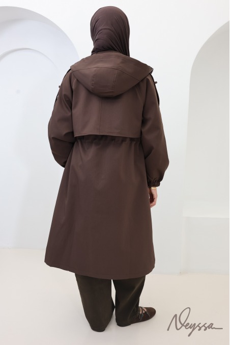 Parka longue marron pour l'automne, tissu déperlant must have