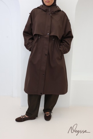 Parka longue marron pour l'automne, tissu déperlant must have