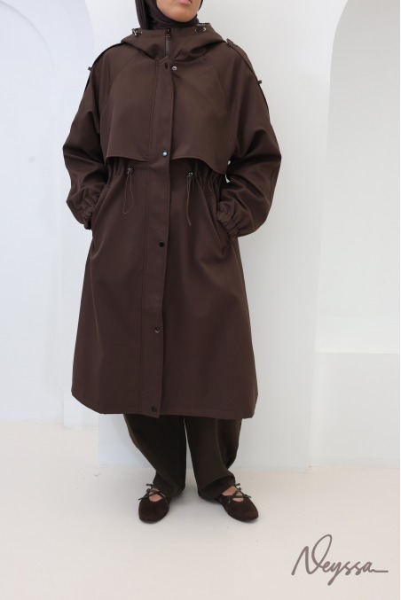 Parka longue marron pour l'automne, tissu déperlant must have
