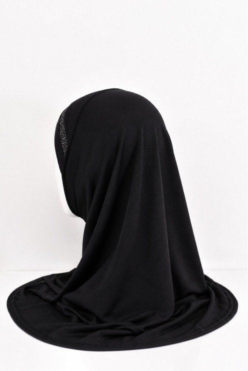 Hijab für Mädchen mit Strasssteinen, zum Überziehen, Jersey, für den Alltag.