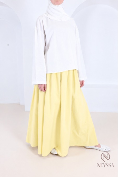 Long, flared cotton skirt without slits, with lining