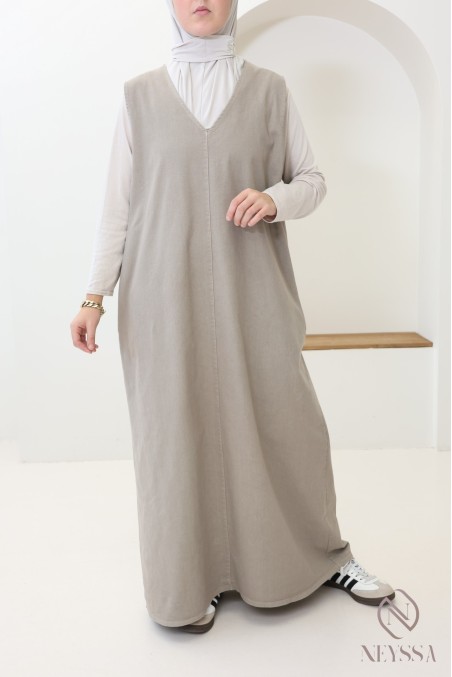 Robe en jean sans manches taupe 100% coton